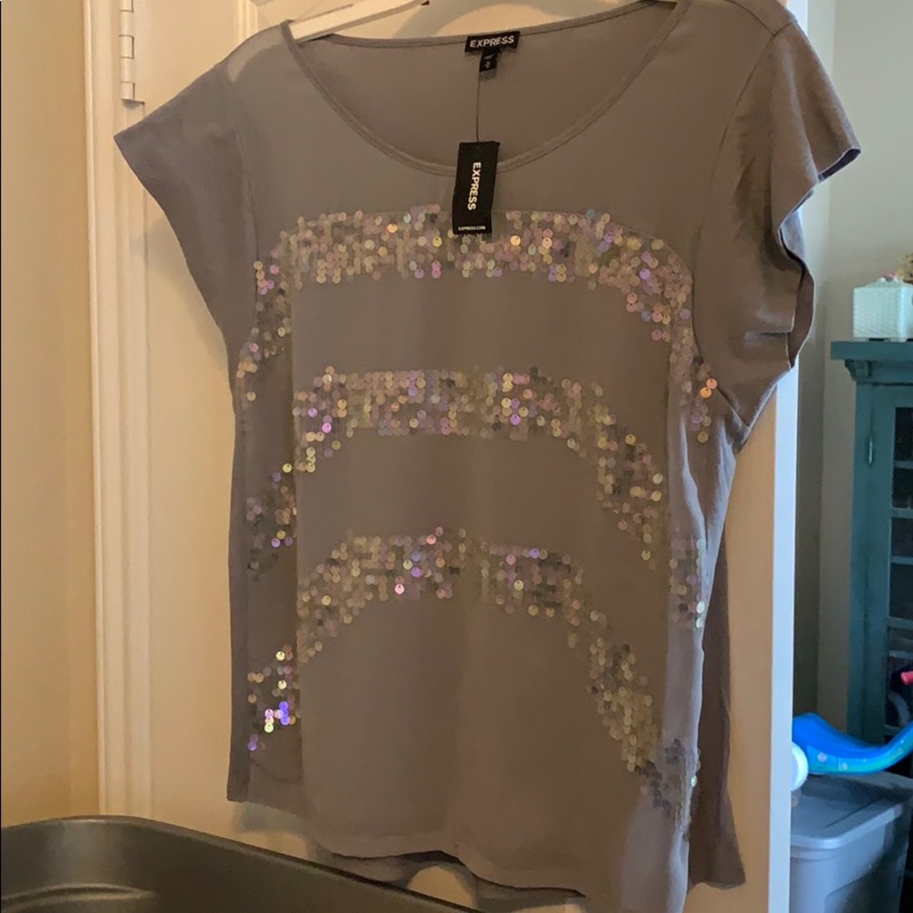 NWT Express gray sequin shirt. Party time! 🥳